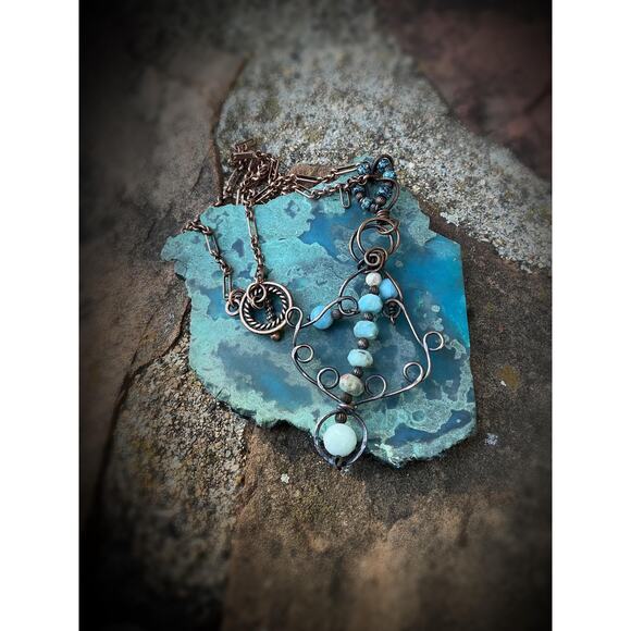 Artisan Larimar and Aquamarine Necklace - Picture 5 of 11